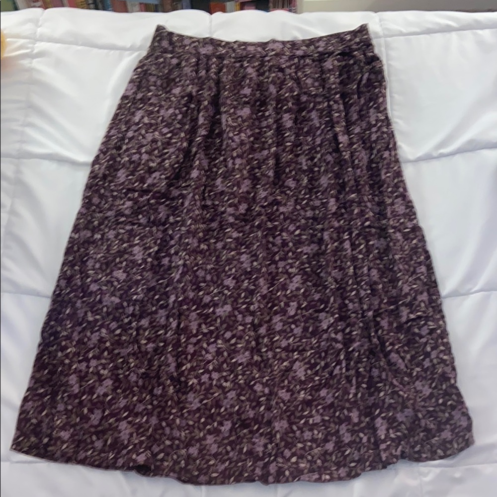 Sag Harbor Dark Purple Floral A-Line Skirt